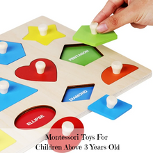 Load image into Gallery viewer, Montessori Wooden Shape Puzzle Board (Available in 5 different sizes)