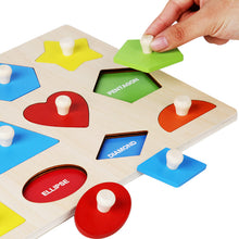 Load image into Gallery viewer, Montessori Wooden Shape Puzzle Board (Available in 5 different sizes)