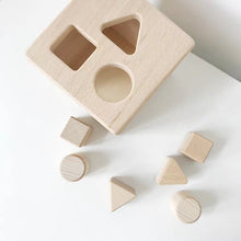 Load image into Gallery viewer, Montessori Wooden Box Shape Sorter