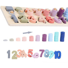 Load image into Gallery viewer, Montessori Wooden 4 in 1 Number and Shapes Sorting & Stacking Puzzle