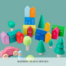 Load image into Gallery viewer, Wooden Colourful Block Houses