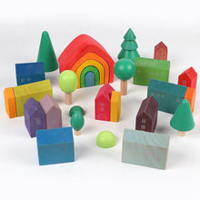 Load image into Gallery viewer, Wooden Colourful Block Houses