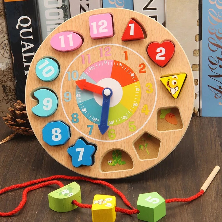 Wooden Clock Lacing Beads