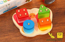 Load image into Gallery viewer, Montessori Wooden Geometric Puzzle Board
