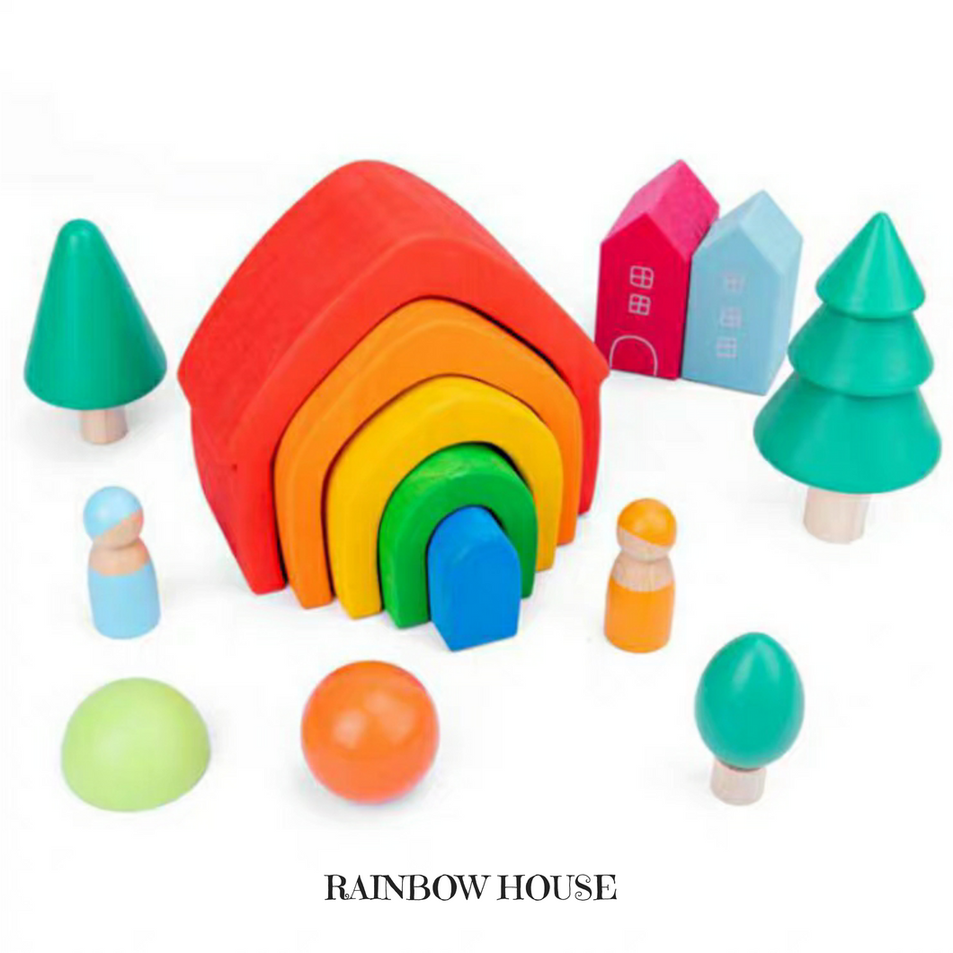 Wooden House Rainbow Stacker