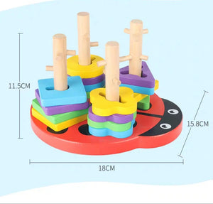 Wooden Ladybird 3D Puzzle Stacking Toy